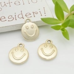 Ciondoli smile in ottone oro chiaro 15x12mm 2pz Gioie d'Oriente