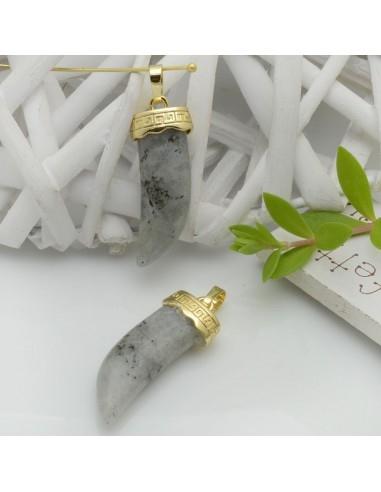 Ciondolo corno di pietra dura labradorite 35x13mm 1pz - GDO
