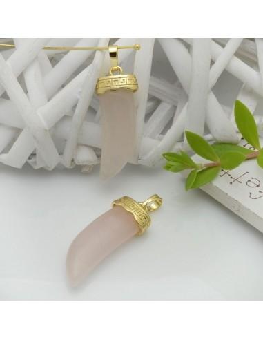 Ciondolo Corno di pietra dura Quarzo rosa varia misura 1pz | GDO