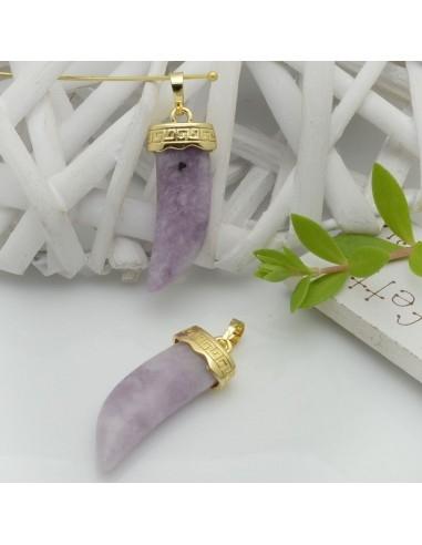 Ciondolo corno di pietra dura lepidolite 35x13mm 1pz - GDO