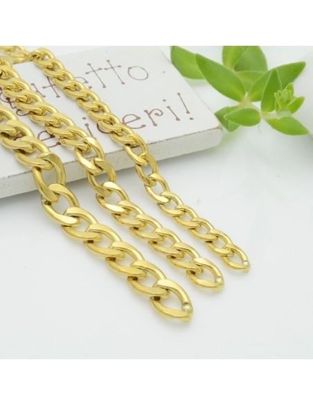 Catena grumetta piatta in acciaio varie misure 50 cm  oro GDO