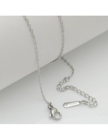 Base collana in acciaio sotili con maglie ovale saldata 38cm + prolunga 8cm  GDO