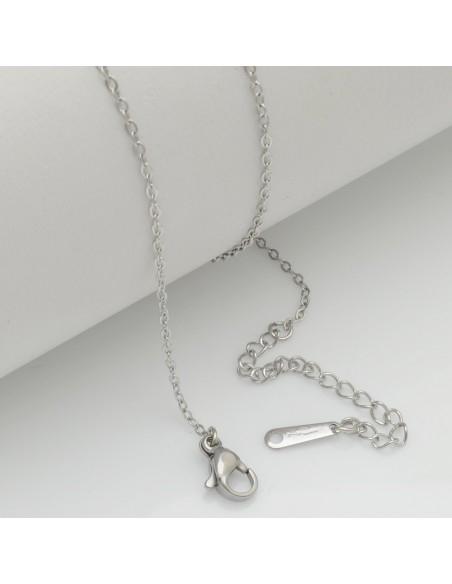 Base collana in acciaio sotili con maglie ovale saldata 38cm + prolunga 8cm  GDO