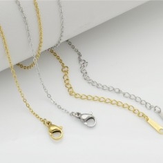 Base collana in acciaio sotili con maglie ovale saldata 38cm + prolunga 8cm  GDO