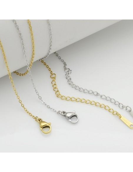 Base collana in acciaio sotili con maglie ovale saldata 38cm + prolunga 8cm  GDO