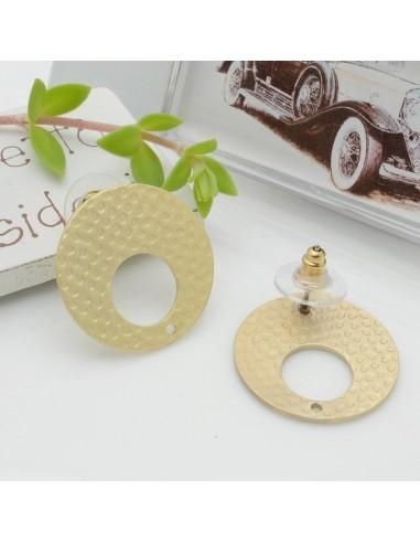 Base orecchini con perno in zama oro circolari e bucati 24mm 1paio