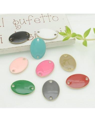 Connettore ovale smaltato in ottone 10 x 14 mm colori vari 2pz Gioie d'Oriente