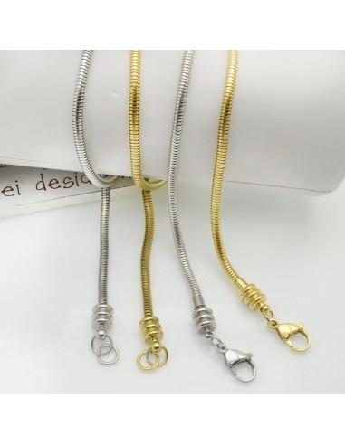 Base collana in acciaio, oro e argento, lunga 50 cm