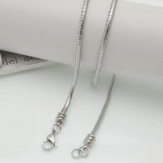 Base collana in acciaio, oro e argento, lunga 50 cm 2