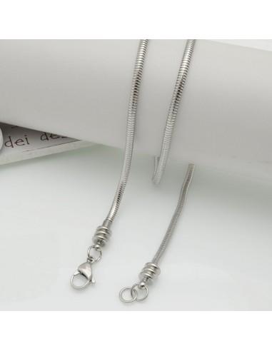 Base collana in acciaio, oro e argento, lunga 50 cm