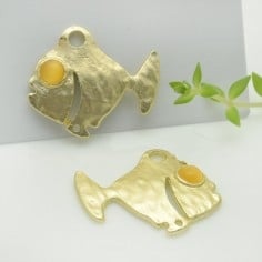 Connettori pesce in zama con occhio giallo 26x32 mm 1paio Gioie d'Oriente 2