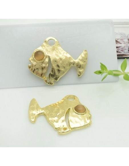 Connettori pesce in zama con occhio tortora 26x32 mm 1paio Gioie d'Oriente