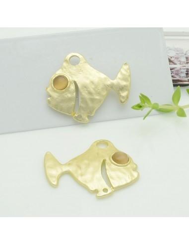 Connettori pesce in zama con occhio tortora 26x32 mm 1paio Gioie d'Oriente