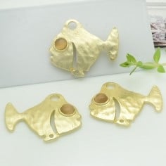 Connettori pesce in zama con occhio tortora 26x32 mm 1paio Gioie d'Oriente