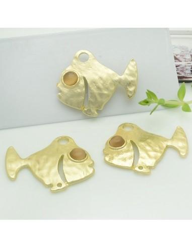 Connettori pesce in zama con occhio tortora 26x32 mm 1paio Gioie d'Oriente