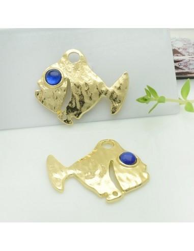 Connettori pesce in zama con occhio blu 26x32 mm 1paio Gioie d'Oriente