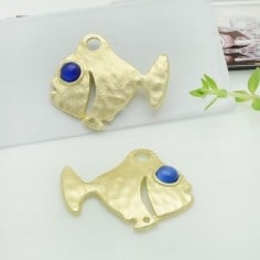 Connettori pesce in zama con occhio blu 26x32 mm 1paio Gioie d'Oriente 2