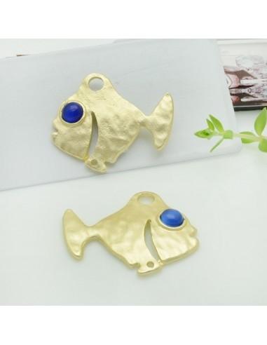 Connettori pesce in zama con occhio blu 26x32 mm 1paio Gioie d'Oriente