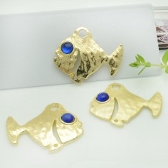 Connettori pesce in zama con occhio blu 26x32 mm 1paio Gioie d'Oriente
