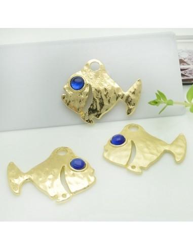 Connettori pesce in zama con occhio blu 26x32 mm 1paio Gioie d'Oriente