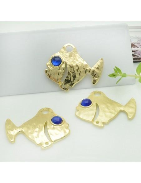 Connettori pesce in zama con occhio blu 26x32 mm 1paio Gioie d'Oriente