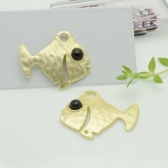 Connettori pesce in zama con occhio nero 26x32 mm 1paio Gioie d'Oriente 2