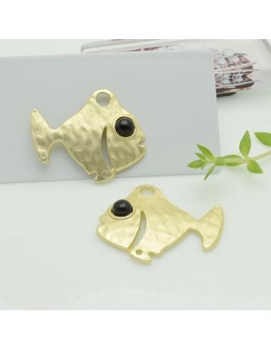 Connettori pesce in zama con occhio nero 26x32 mm 1paio Gioie d'Oriente