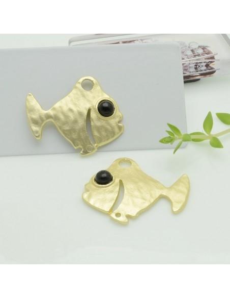 Connettori pesce in zama con occhio nero 26x32 mm 1paio Gioie d'Oriente