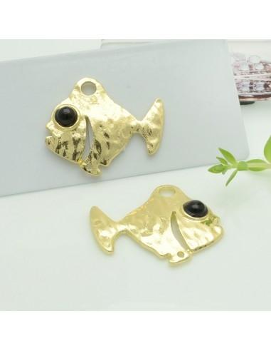Connettori pesce in zama con occhio nero 26x32 mm 1paio Gioie d'Oriente