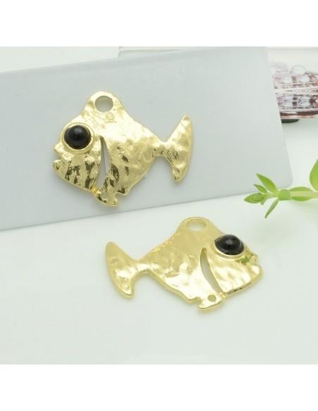 Connettori pesce in zama con occhio nero 26x32 mm 1paio Gioie d'Oriente