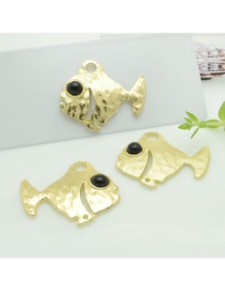 Connettori pesce in zama con occhio nero 26x32 mm 1paio Gioie d'Oriente