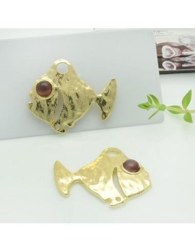 Connettori pesce in zama con occhio prugna 26x32 mm 1paio Gioie d'Oriente