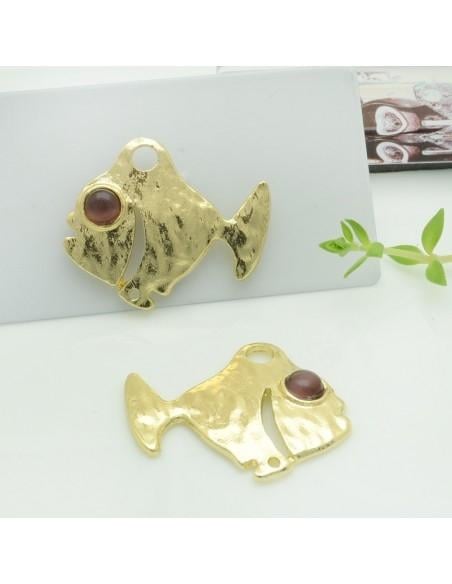 Connettori pesce in zama con occhio prugna 26x32 mm 1paio Gioie d'Oriente