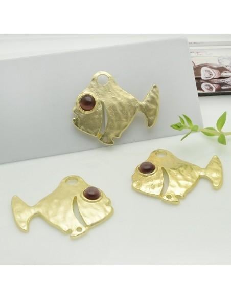 Connettori pesce in zama con occhio prugna 26x32 mm 1paio Gioie d'Oriente