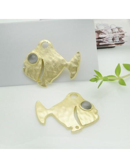 Connettori pesce in zama con occhio grigio 26x32 mm 1paio Gioie d'Oriente