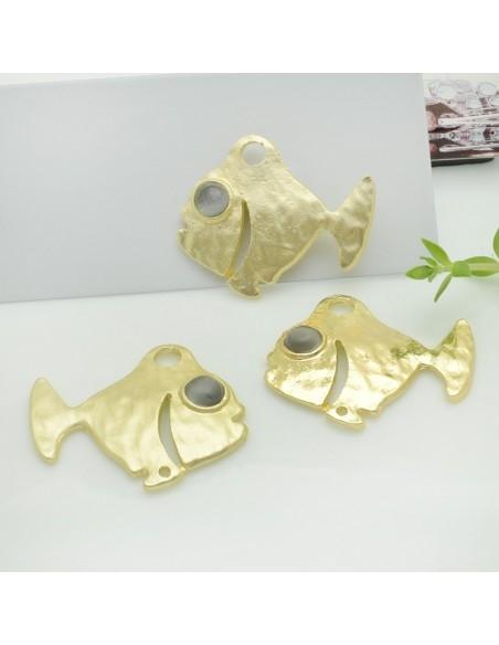 Connettori pesce in zama con occhio grigio 26x32 mm 1paio Gioie d'Oriente