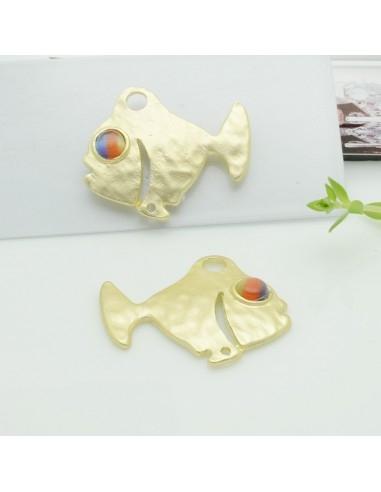 Connettori pesce in zama con occhio multicolore 26x32 mm 1paio Gioie d'Oriente