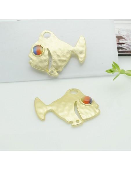 Connettori pesce in zama con occhio multicolore 26x32 mm 1paio Gioie d'Oriente