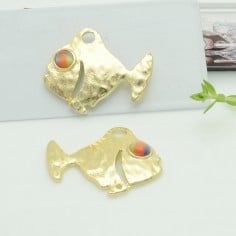Connettori pesce in zama con occhio multicolore 26x32 mm 1paio Gioie d'Oriente 2