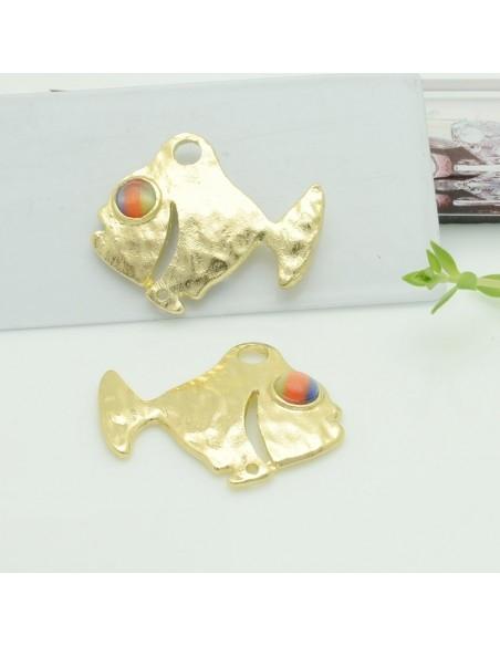 Connettori pesce in zama con occhio multicolore 26x32 mm 1paio Gioie d'Oriente