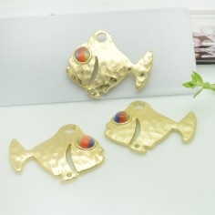 Connettori pesce in zama con occhio multicolore 26x32 mm 1paio Gioie d'Oriente