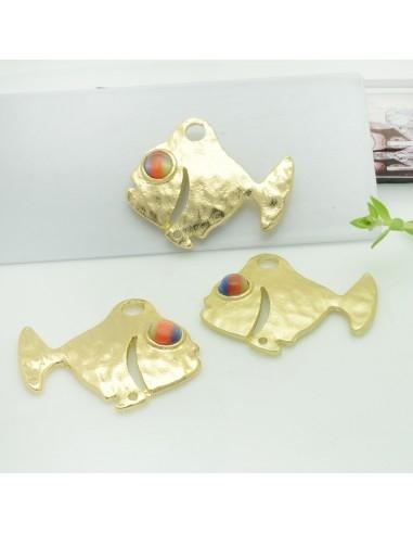 Connettori pesce in zama con occhio multicolore 26x32 mm 1paio Gioie d'Oriente