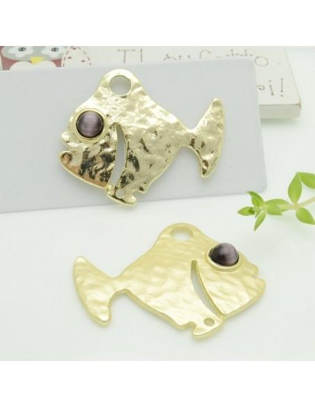 Connettori pesce in zama con occhio viola 35x40 mm 1paio Gioie d'Oriente