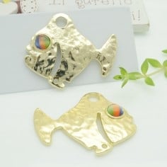 Connettori pesce in zama con occhio mix oro lucido 35x40 mm 1paio Gioie d'Oriente