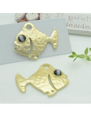 Connettori pesce in zama con occhio grigio 35x40 mm 1paio Gioie d'Oriente