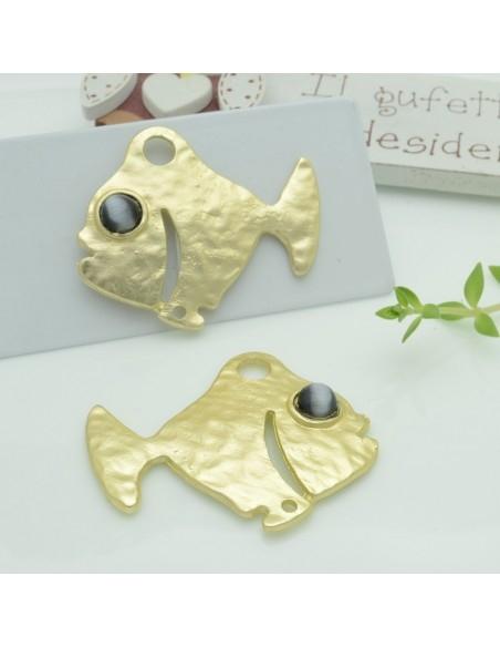 Connettori pesce in zama con occhio grigio 35x40 mm 1paio Gioie d'Oriente