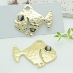 Connettori pesce in zama con occhio grigio 35x40 mm 1paio Gioie d'Oriente