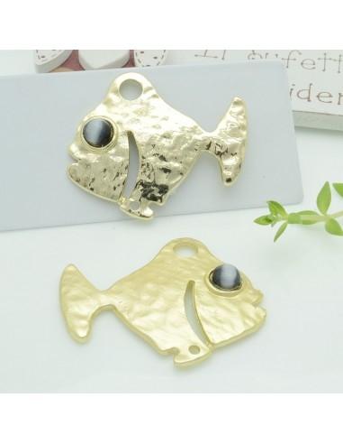 Connettori pesce in zama con occhio grigio 35x40 mm 1paio Gioie d'Oriente