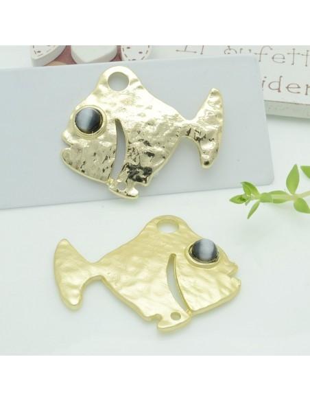 Connettori pesce in zama con occhio grigio 35x40 mm 1paio Gioie d'Oriente