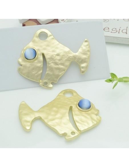 Connettori pesce in zama con occhio azzurro 35x40 mm 1paio Gioie d'Oriente